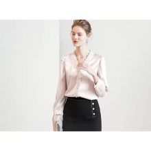 spring amazon hot style shirt women's new v-neck long-sleeved pure silk  blouse